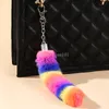 Colorful Fashion Tail Keychains for Women Girls Plush Tail Pendant Key Chains Rings Lovely Fluffy Keyring Charm Bag Gifts