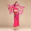 Scene Wear Belly Dance Top Kjol Set Performance Long Suit Carnaval Disfraces vuxna Sexiga kvinnor Indienne Costume Danse