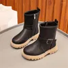 Bottes enfants en cuir cheville boucle enfants chaussures décontractées antidérapante fille botte en caoutchouc