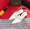 Sandalias de marca de lujo Zapatos de vestir de diseñador Mujer Tacón bajo Slingback Zapatos de tacón alto Sandalias planas de moda sexy Zapatos de vestir de fiesta de boda para mujer Sandalia