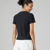 Actieve shirts Zomer Dames Yogashirt Korte mouw Sport T-shirt Trekkoord Hardlopen Ademend O-hals Gym Fitness Tee Top Blouse Dames