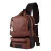 Schultaschen Vintage PU-Leder Männer Brustrucksack Lässige Mode Männlicher Messenger Rucksack Umhängetasche Kleine Schlinge Einzelschultertasche