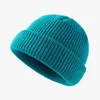 Berets Autumn And Winter Fashion Korean Knitted Solid Color Thickened Warm Wool Wrapped Head Cold Cap Casual Unisex Pullover Hat