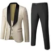 Herenpakken Banket Veren Embossing Proces Designer Blazer Jas Broek Vest / 2024 Pak Jas Vest Broek 3-delige Jurkset