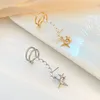 Stud Earrings Cubic Zirconia-Encrusted Four-Aeng Star Ear Clip Piercing Fashion Pearl Bone Temperament Accessories Female