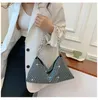 Abendtaschen Mode Diamant Schulter für Frauen Luxus Crossbody Niet Handtaschen Weiche weibliche Tote Trend Achselhöhle Schwarz