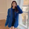 Costumes pour femmes Trench-Coat Manteaux pour femmes Long Bleu Blazer Femme Vêtements Colorblock sur vêtements d'extérieur Veste Robe Noir Check Overcoat Plaid