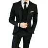 Мужские костюмы Формальный элегантный черный полный комплект однобортный однобортный пиджак на плоской подошве с острыми лацканами в деловом стиле из 3 предметов, куртка, брюки, жилет, приталенный крой