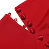 Robes décontractées Rouge Rétro Noël Robes élégantes pour femmes 2024 Robe à manches longues à col rond Vêtements féminins Sexy Creux Out Tenues