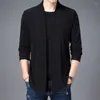 Men's Casual Shirts Spring Autumn Black Grey Knitted Cardigan Slim Handsome Double Faced Velvet Open Stitch Short Keep Warm Tops Skin