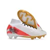 Superflyes 9 MDSES 엘리트 FG 축구 신발 Cleats Crampons de Football Boots Red White Gold