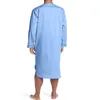 Men's Sleepwear Long Nightrobe Knee Length V-neck Bathrobe With Sleeves Soft Breathable Night Clothes Pajamas Button Straight Design