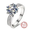Kampanj 100% 925 Sterling Silver Ring Luxury 8mm 3 karat 5a Cz Zircon Wedding Rings for Women Simulated Diamond Jewelry269L