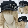 Berets Woolen Felt Beret Hat For Women Y2K Steampunk Cool Joker Girl Fashion Octagonal Cap Teens Lolita-Style Headwear