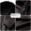 ZDT-8056 Automne/hiver doudoune en cuir véritable pour hommes avec col en fourrure de renard longueur moyenne doublure intérieure épaisse veste détachable 231229
