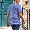 Мужские футболки в стиле ретро, морская матросская рубашка, мужские синие и белые полоски, базовые летние футболки с короткими рукавами и узором, топы большого размера