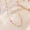 Anhänger Halsketten Bunte unregelmäßige Naturstein Halskette Damen Geometrisch Einfach Perlen Modeschmuck