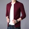 Suéter masculino suéter cardigã masculino, casaco de malha quente com gola alta, jaqueta masculina sólida casual slim fit de malha