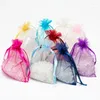 Presentförpackning 50st smyckeväska dragskontering Organza väskor smycken Förpackning Display Pouch Wedding Favors and Presents