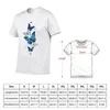 Herr t-skjortor blå morpho och vita fjärilar t-shirt överdimensionerade koreanska mode kort