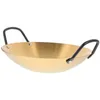 Casseroles Pot ustensiles de cuisine ménagers sec en acier inoxydable poêle Double oreilles métal Wok ustensile de cuisine Saute