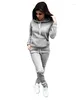 Women's Two Piece Pants VOLALO Women Sports Suits One-piece Tracksuit Sportswear Winter Set Suit Belt Cap Hooded Sport Jogging