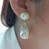Boucles d'oreilles plaquées couleur or avec perles Keshi blanches, boule de flamme nucléée, perles baroques, de luxe, pour mariage, pour femmes, 231229