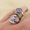 Cluster Rings 3 Pcs/set Punk Big Set For Man Fashion Jewelry Silver Color Vintage Feather Seagulls Bird Animal Cool Ring Gift