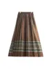 Юбки 2024, осень-зима, винтажная клетчатая юбка с высокой талией, тонкая плиссированная в национальном стиле, 134X