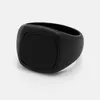 Bague Hip hop homme acier inoxydable 316L pierre d'onyx noir Ring266G