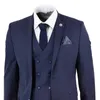 Costumes pour hommes de luxe Blazer motif à rayures coupe ajustée 3 pièces veste pantalon gilet simple boutonnage cran revers fête formelle Ropa Hombre