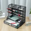 Dekorativa figurer File Storage Box Metal Pen Holder For Desk Pencil Supplies Organizer With Mesh Design Rack Boxes