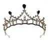 Pinces à cheveux Vintage cristal fleur couronne noir strass Floral Antique couleur or diadèmes et couronnes pour femmes bijoux casque cadeau