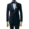 Abiti da uomo neri per uomo doppio petto giacca formale stile italiano con pantaloni slim fit smoking da sposo abiti di moda 2024