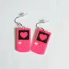 Dangle Earrings Pink Acrylic Love Game Machin