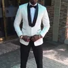 Ternos masculinos branco casamento smoking para africano 2 peça magro ajuste masculino moda jaqueta com calças pretas negócios noivo wear