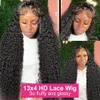 360 Glueless Full Lace Wig Curly Human Hair Wigs 36 Inch 13x6 HD Lace Frontal Wigs For Women Water Wave Transparent Preplucked 231229