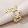 Cluster Rings Fashion Big Oval Punk Metal Alloy Hollow Round Opening Women Finger Ring For Female Lady Party Wedding Gifts Girl Anel