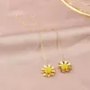 Orecchini a bottone Orecchini pendenti con nappa lunga color oro vintage per donna Orecchini a forma di girasole pendenti in acciaio inossidabile