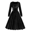 Casual Dresses Women's Solid Color Velvet Square Neck Christmas Retro Long And Cocktail For Women Formal