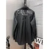 Kadın T-Shirt CE23 Sonbahar/Kış Ön Arka Sıcak Elmas Flip Yaka Gömlek Uzun Kollu Üst Moda Çok Çözüm Harf Nakış