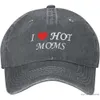 Jag hjärta heta kärlek mammor hatt tvättbar baseball cap justerbar lastbilshatt retro fiske casual denim hattar djupt ljung