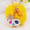 Porte-clés de luxe pompon moelleux boule cristal agneau animal métal porte-clés porte-clés bricolage sac charmes bijoux accessoires cadeau pour les femmes