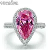 Pierścień mody Vecalon Cut 4ct Pink Cz Diamond Pierścień Weddna Pierścień Weddna dla kobiet 925 Srebrny palec Ring328k