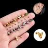 Boucle d'oreille boule haltère vis hélix papillon croix goujons chirurgicaux en acier inoxydable Bling coloré zircone cubique tige à vis 0.8 oreille os clou Piercing bijoux de corps