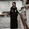 Scarves 2024 Dark Gothic Style Fashion Slim Peplum Canvas Princess Sleeve Lace Top Women