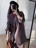 Robe de deux pièces Unxx printemps automne blazer ensembles femmes demi-corps jupe gris rayé pièces surdimensionnées ensemble revers à manches longues mode