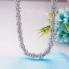 Chains Luxury Flower S925 Sterling Silver Necklace Platinum Plated High Carbon Diamond Line For Women Dinner Fine Jewelry Gfts