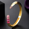 Zlxgirl Fashion woman Gold color wedding bangle bracelet jewelry Colorful AAA cubic zircon punk bracelet couple bijoux gifts 231229