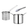 Pannor Deep Fryer Pot Kitchenware Cooking Tool Kök Nudlar Stekkorg för festcamping Hem Picknickmatsal